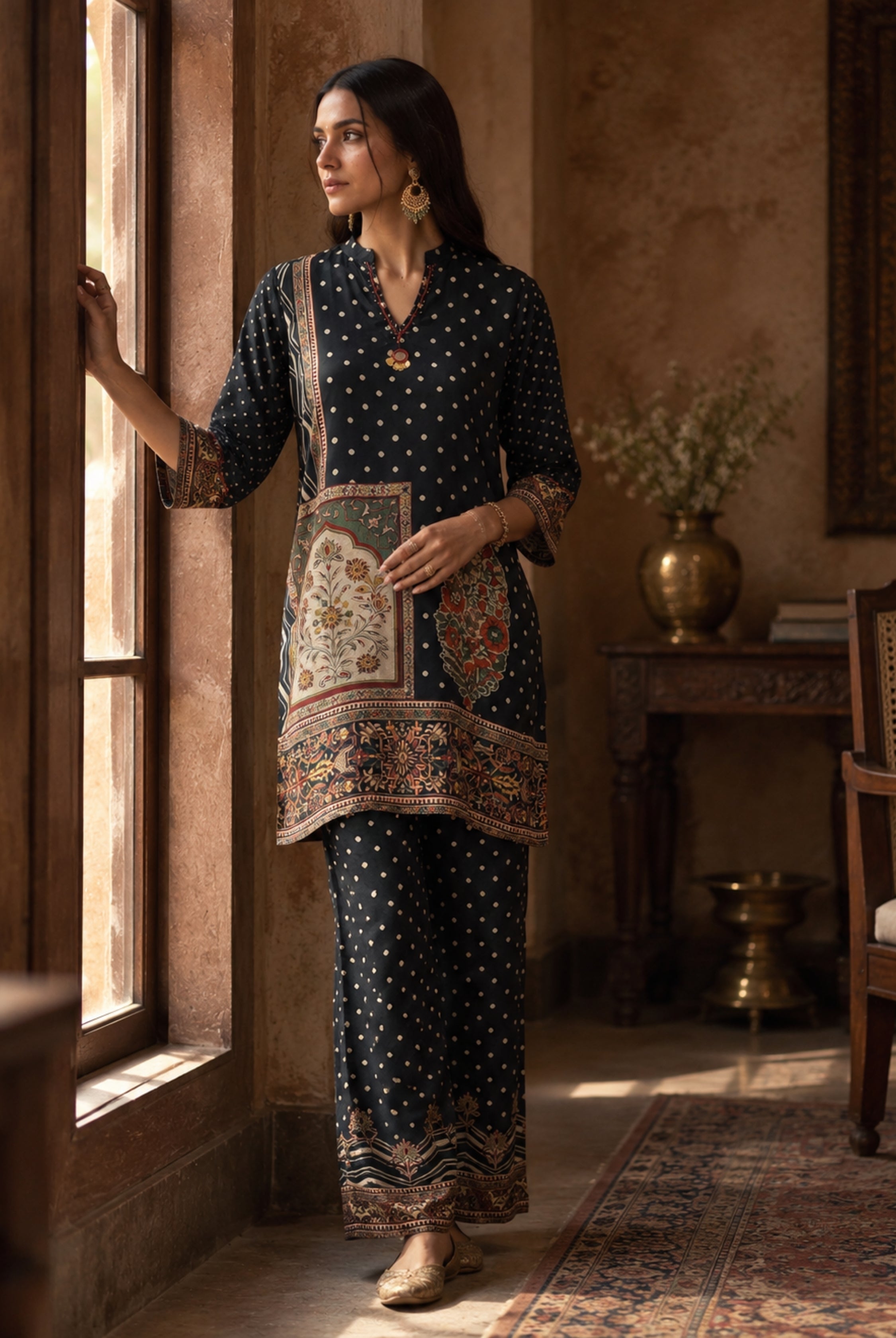 Midnight Mughal Printed Cord Set