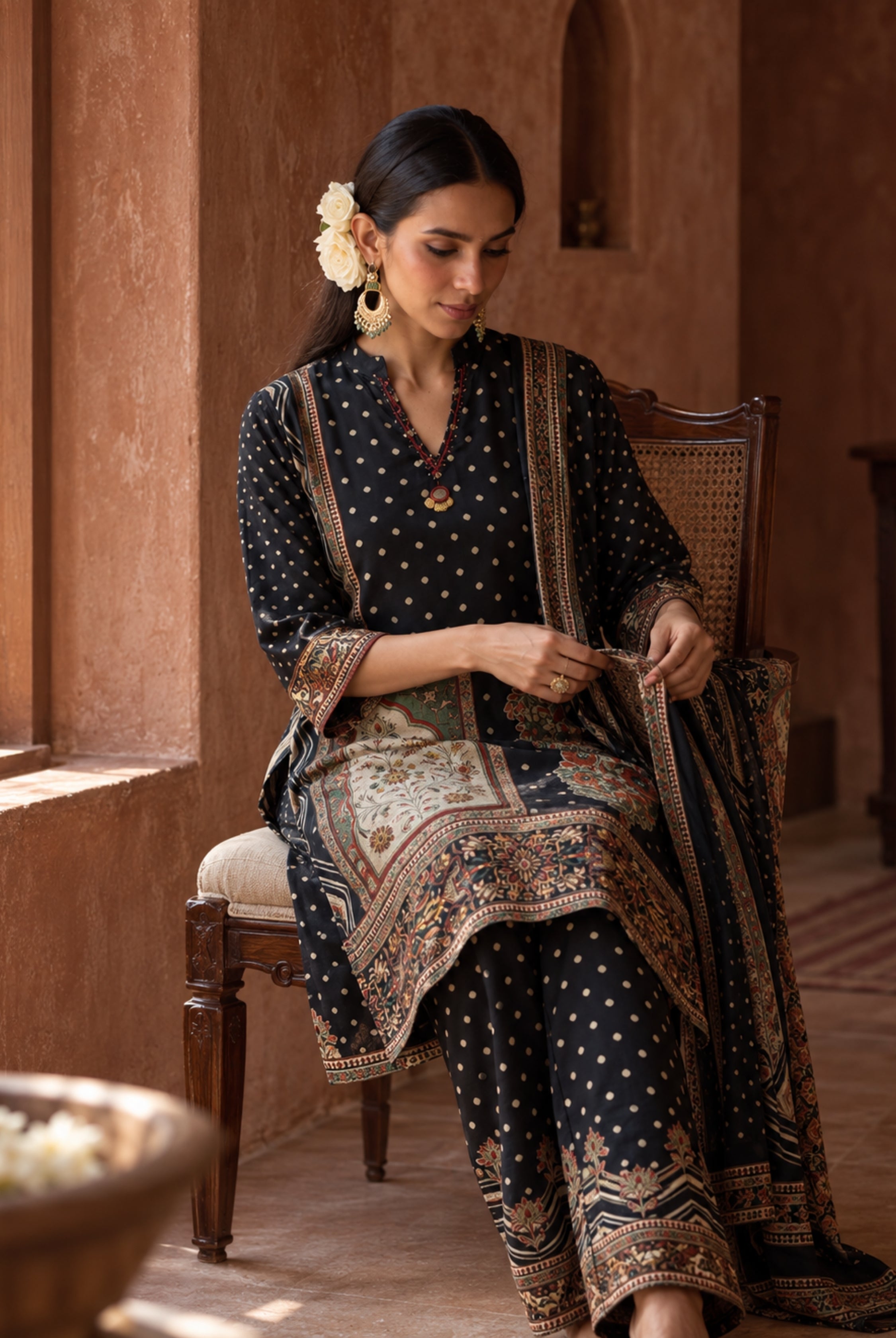 Midnight Mughal Printed Cord Set