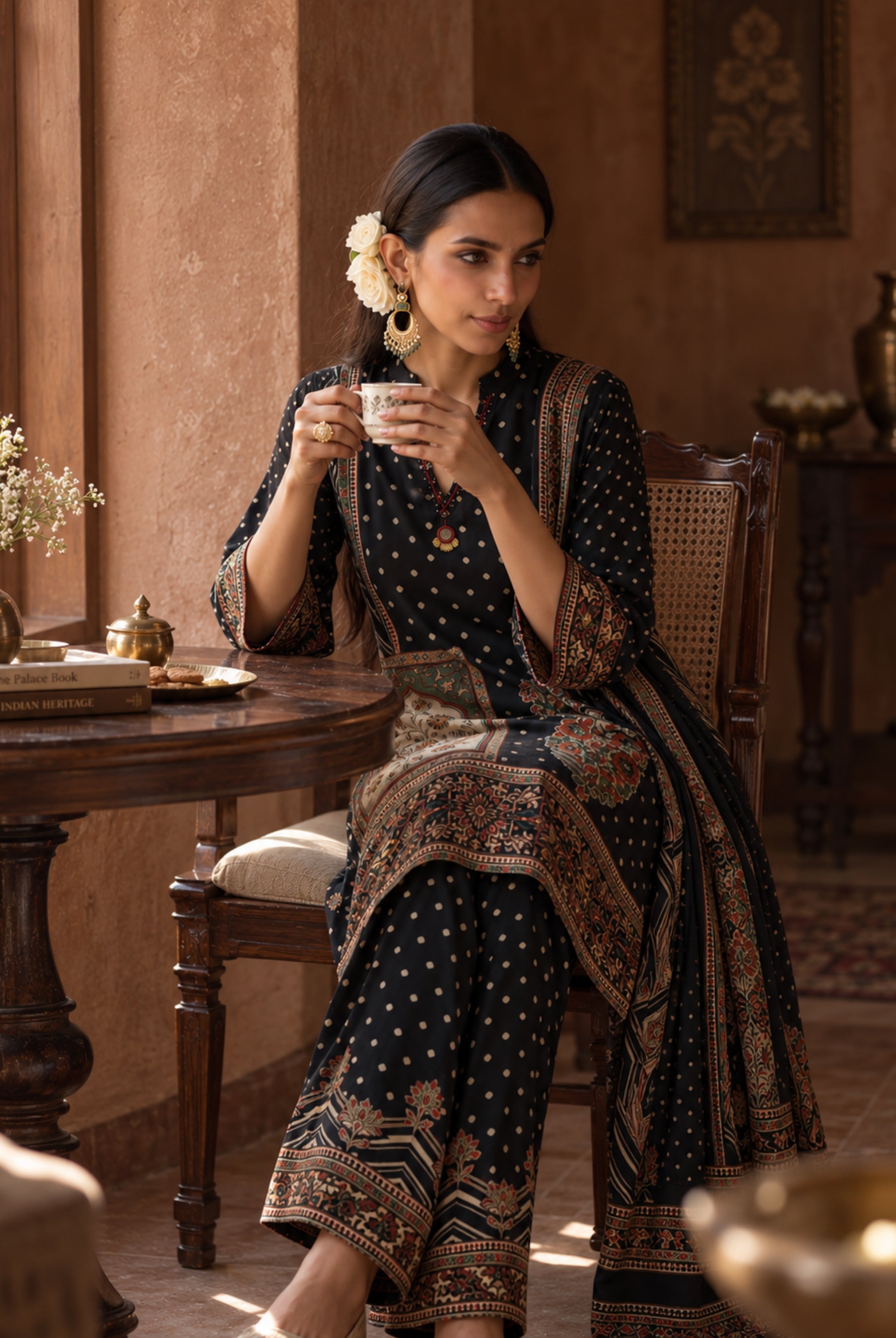 Midnight Mughal Printed Cord Set