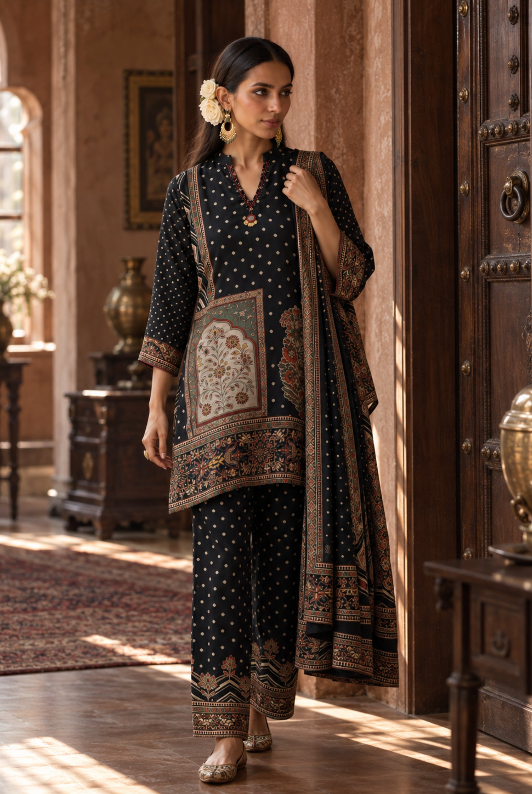 Midnight Mughal Printed Cord Set