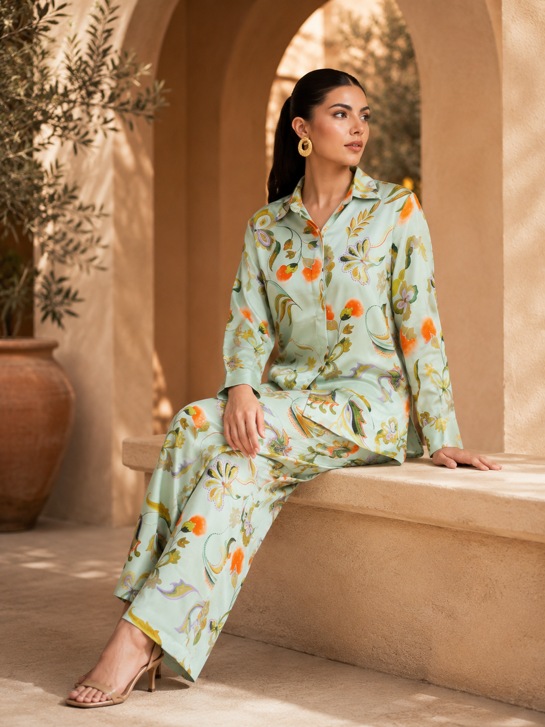 Mint Blossom Printed Co-Ord Set