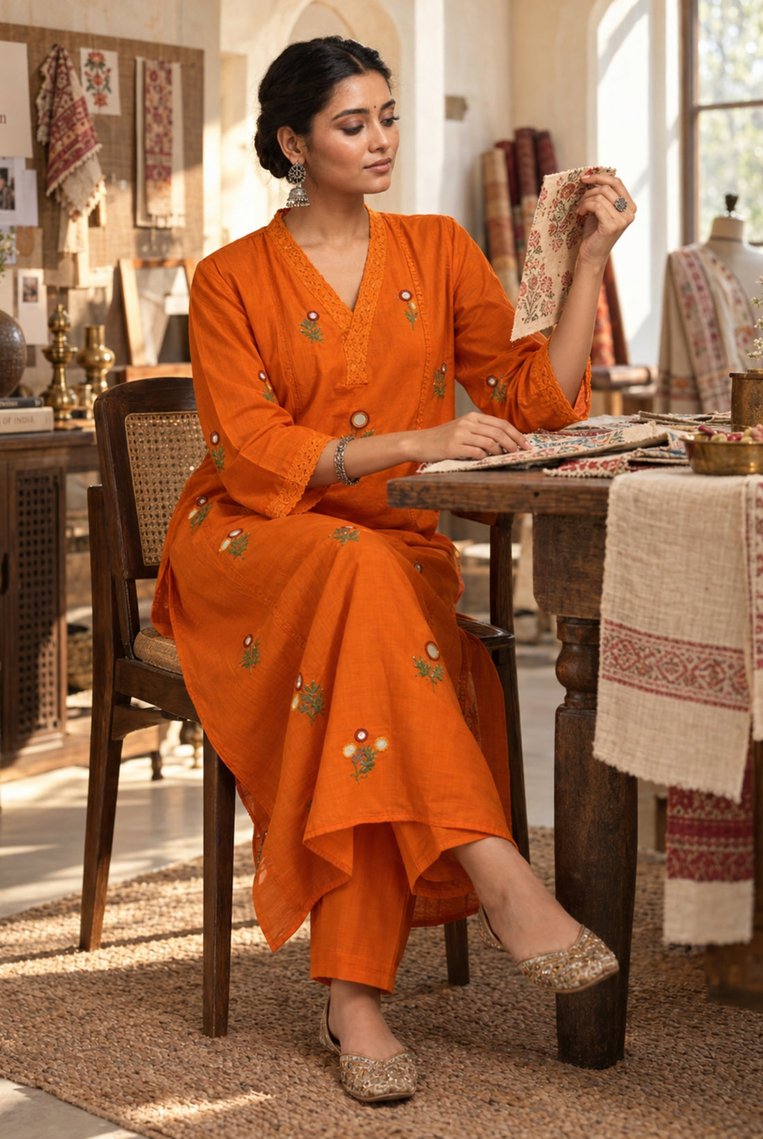 Marigold Bloom Embroidered Kurta Set