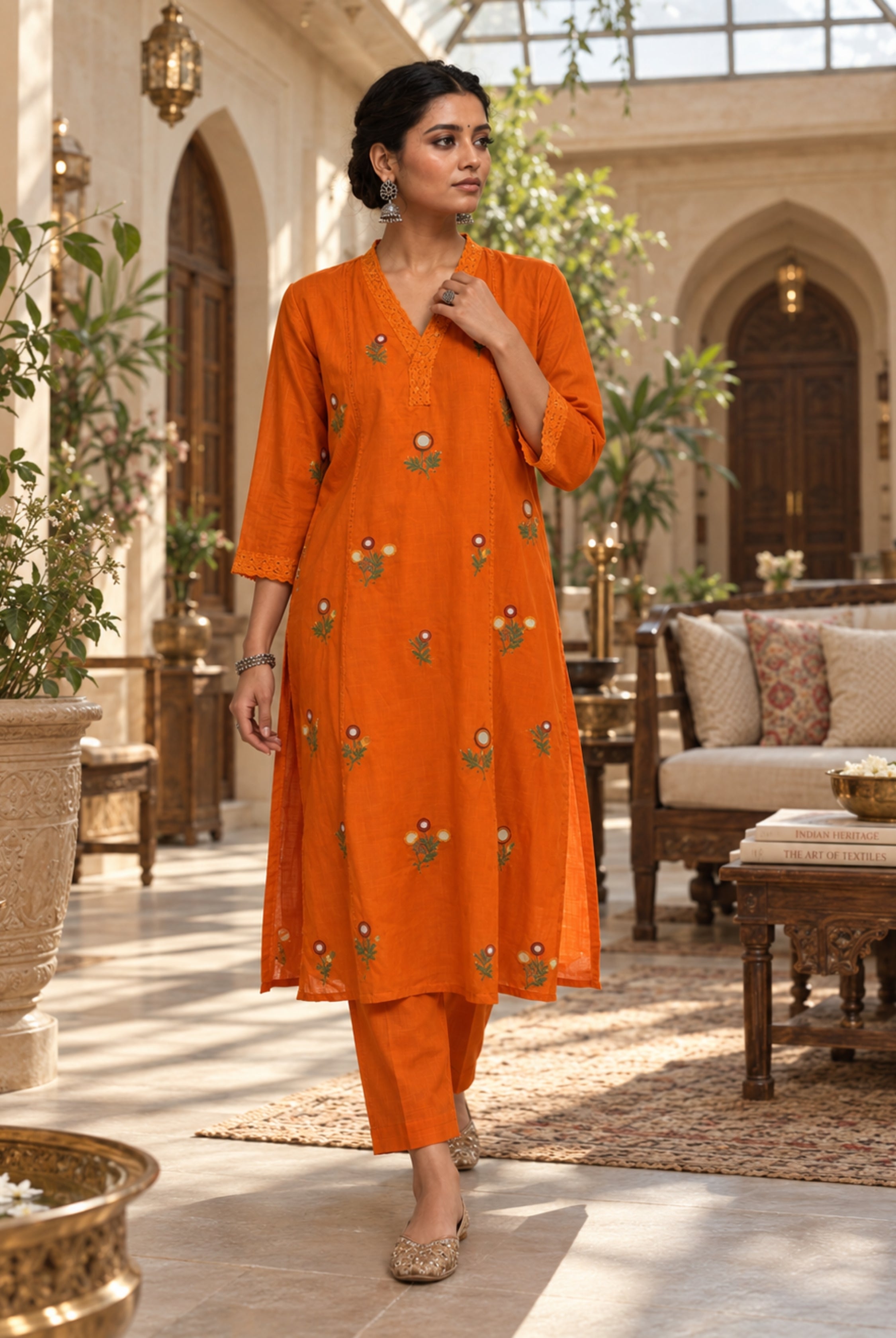 Marigold Bloom Embroidered Kurta Set