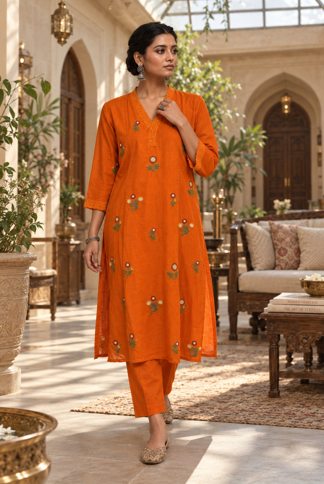 Marigold Bloom Embroidered Kurta Set