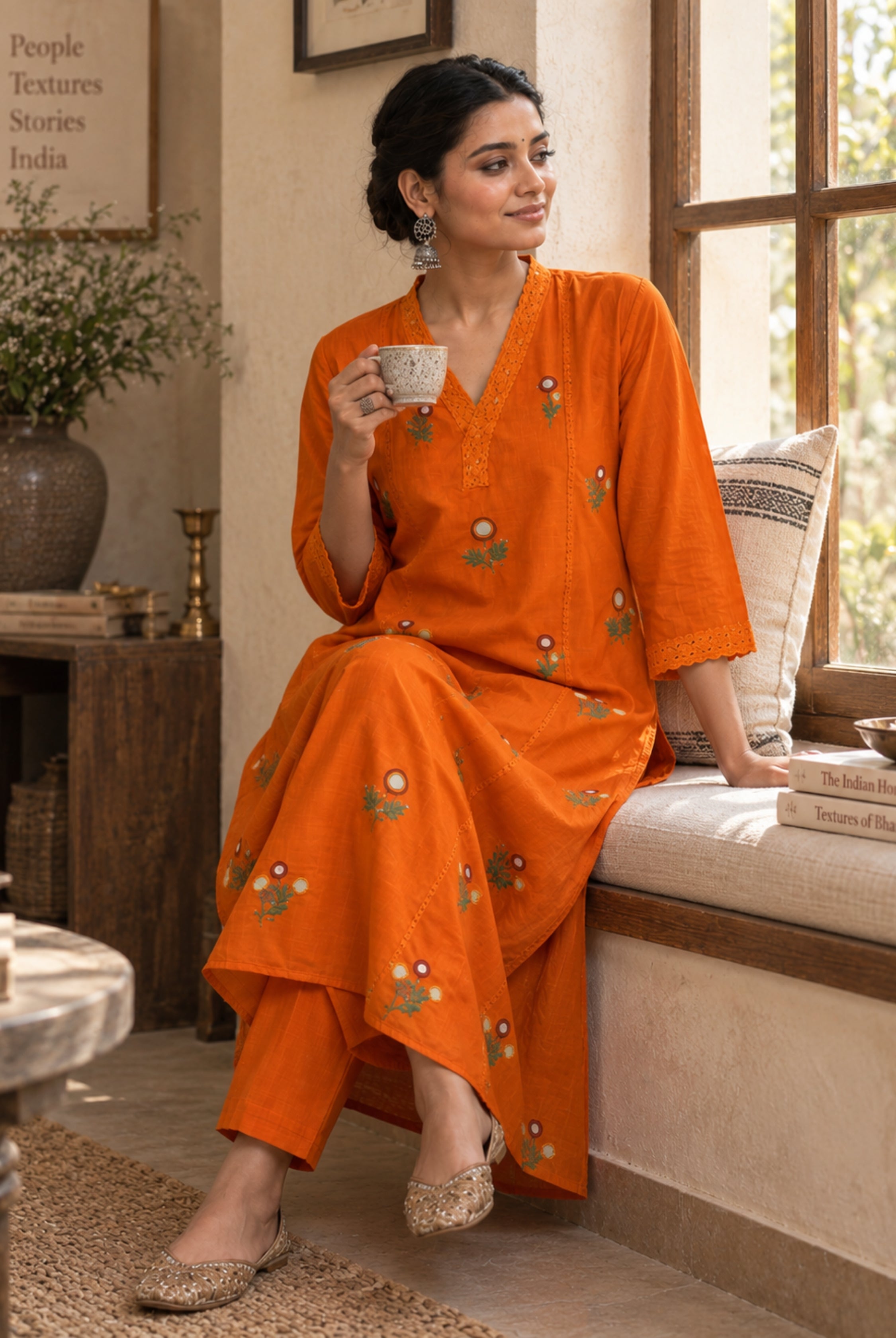 Marigold Bloom Embroidered Kurta Set