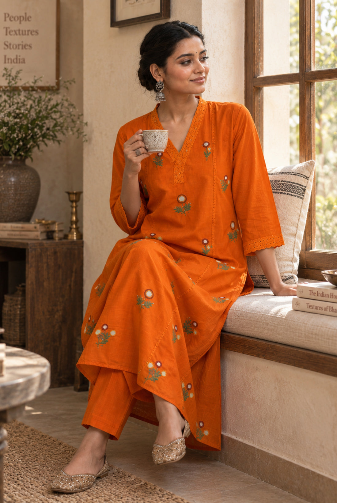 Marigold Bloom Embroidered Kurta Set