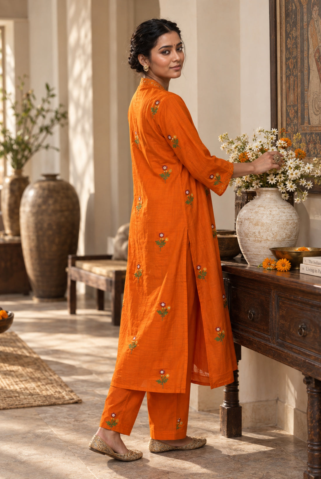 Marigold Bloom Embroidered Kurta Set