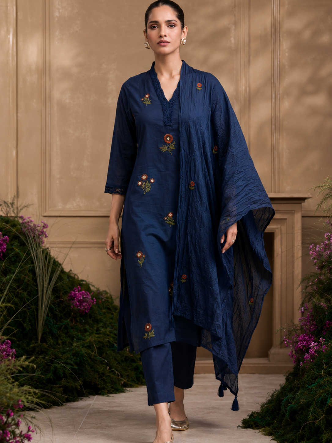 Midnight Bloom Embroidered Kurta Set