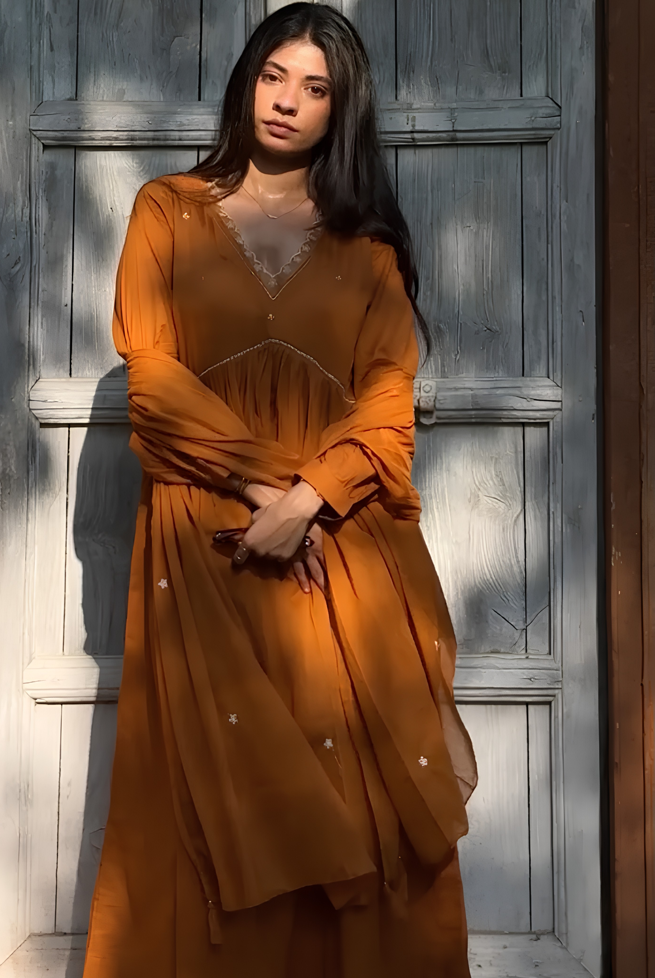 Amber Bloom Embroidered Anarkali Suit