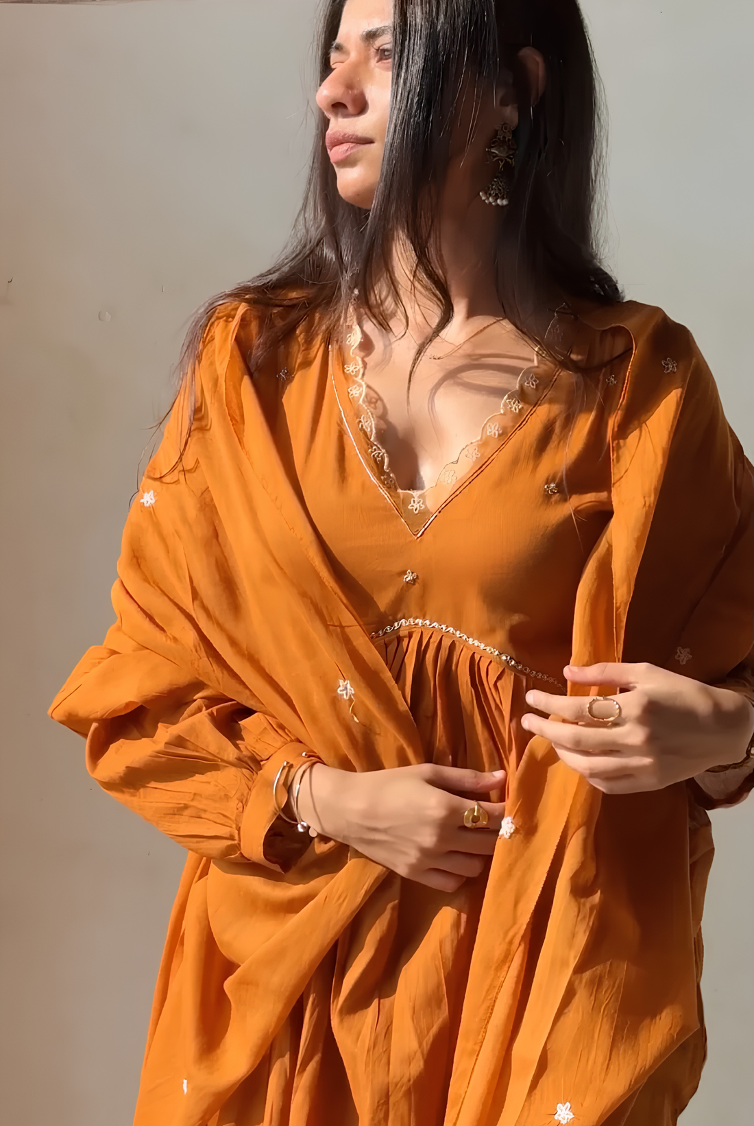 Amber Bloom Embroidered Anarkali Suit