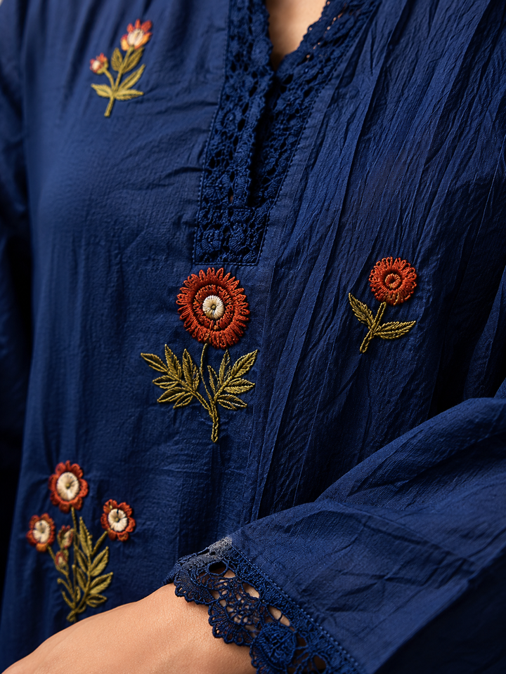 Midnight Bloom Embroidered Kurta Set
