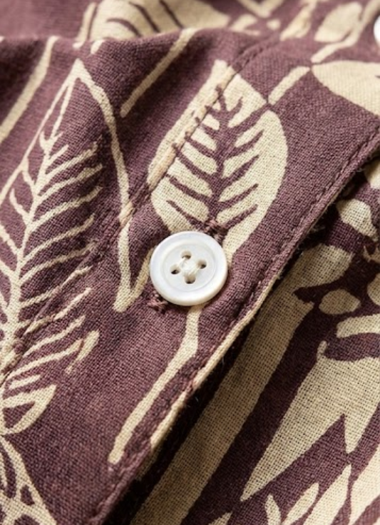 Brown Botanical Printed Cotton Kurta