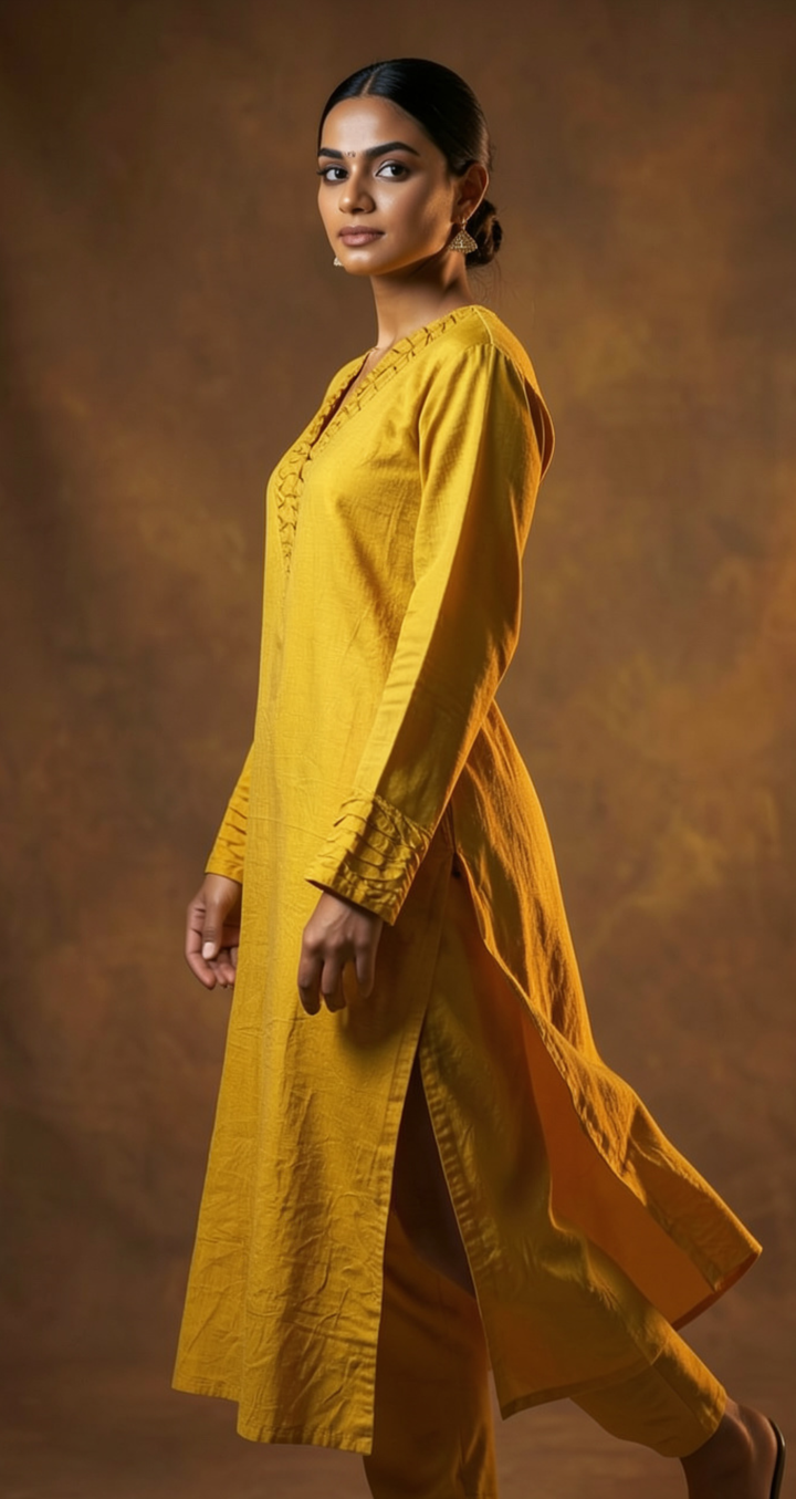 Women’s Mustard Yellow Printed Kurta Set with Dupatta