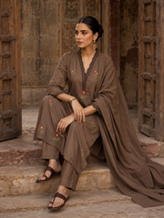 Cocoa Bloom Embroidered Kurta Set