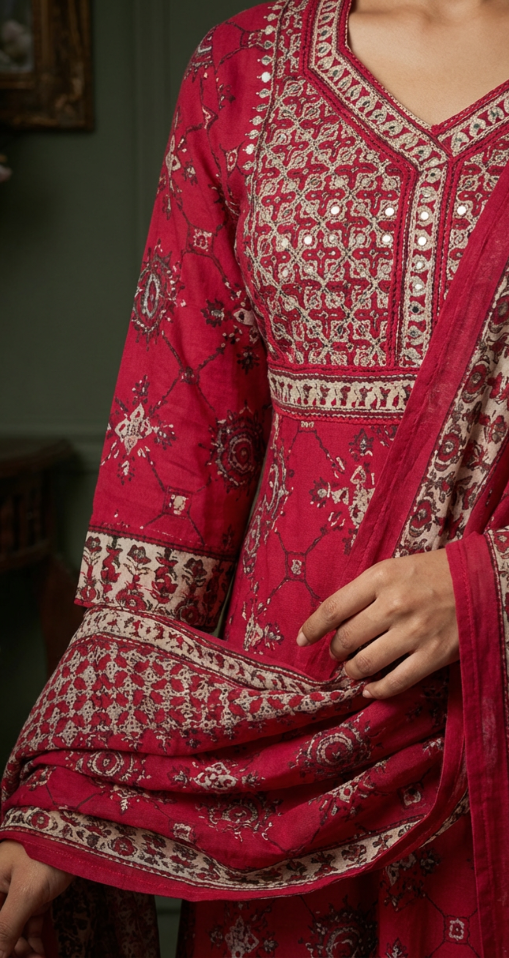 Crimson Heritage Printed Kurta Set with Dupatta