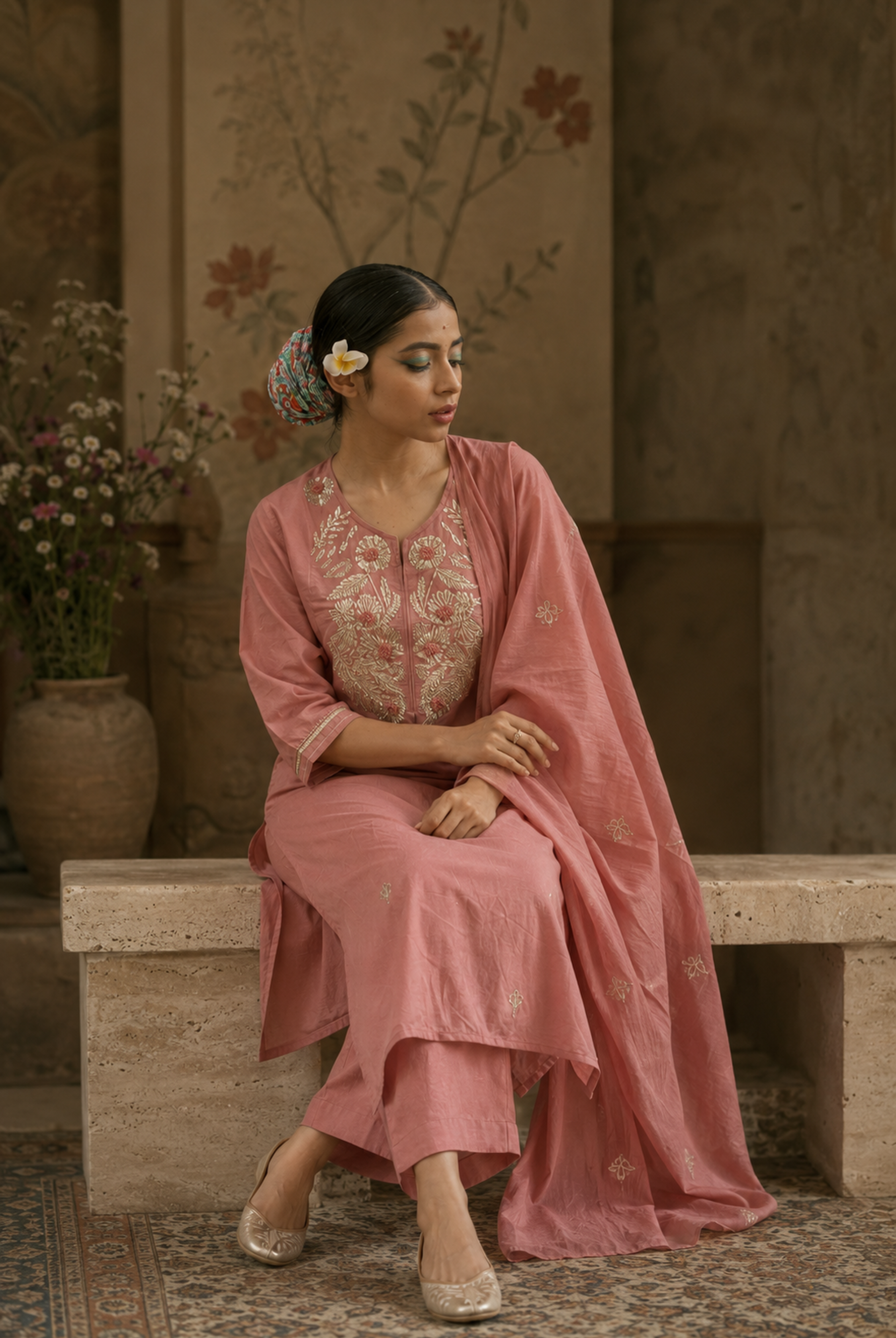 Blush Pearl Embroidered Kurta Set
