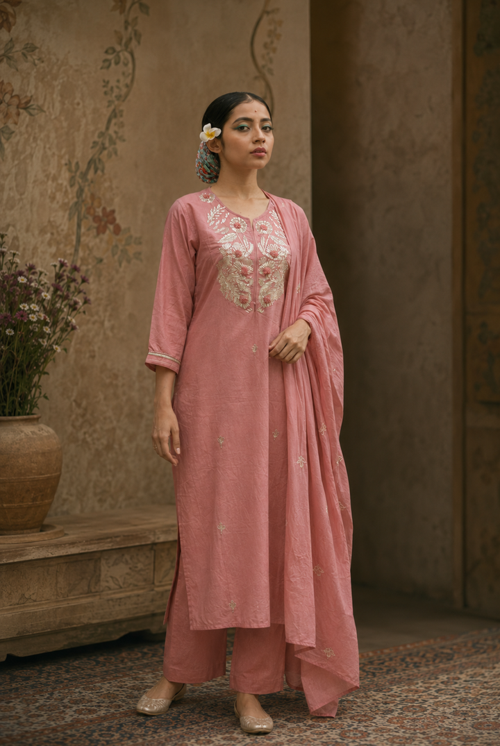 Blush Pearl Embroidered Kurta Set