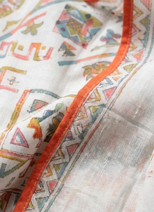 Off-White Printed Cotton Kurta Set with Dupatta