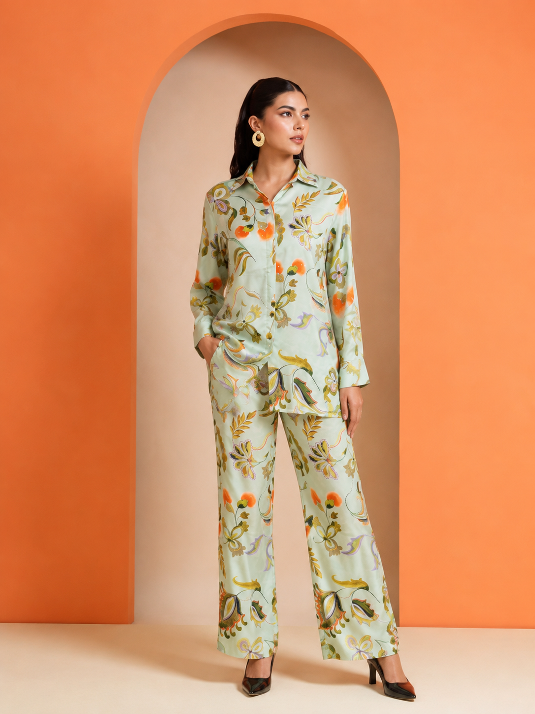 Mint Blossom Printed Co-Ord Set