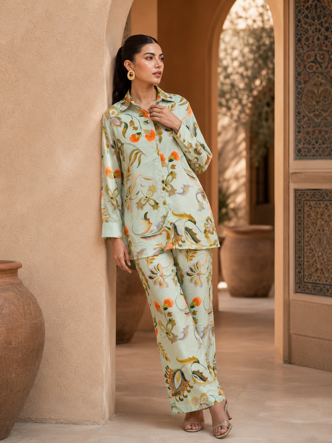 Mint Blossom Printed Co-Ord Set