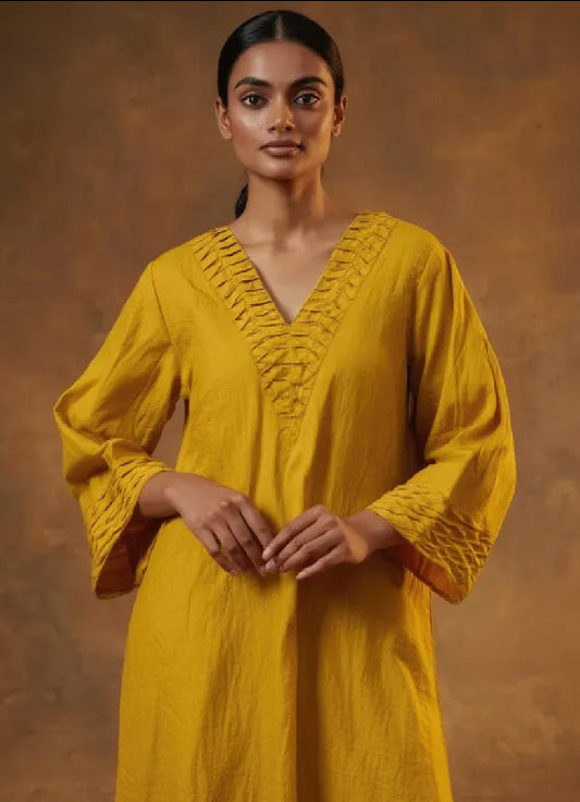 Women’s Mustard Yellow Printed Kurta Set with Dupatta