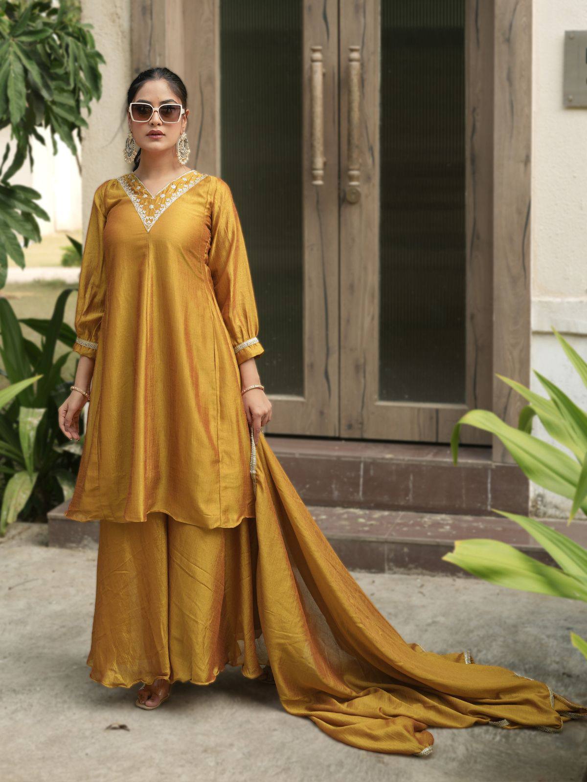 Mustard Yellow Palazzo with Dupatta