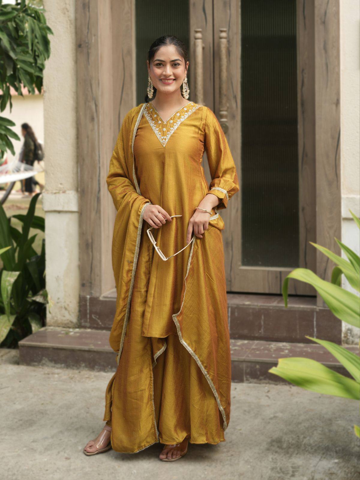 Mustard Yellow Palazzo with Dupatta