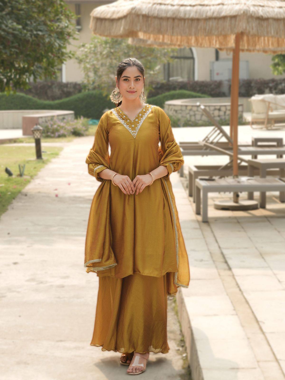 Mustard Yellow Palazzo with Dupatta