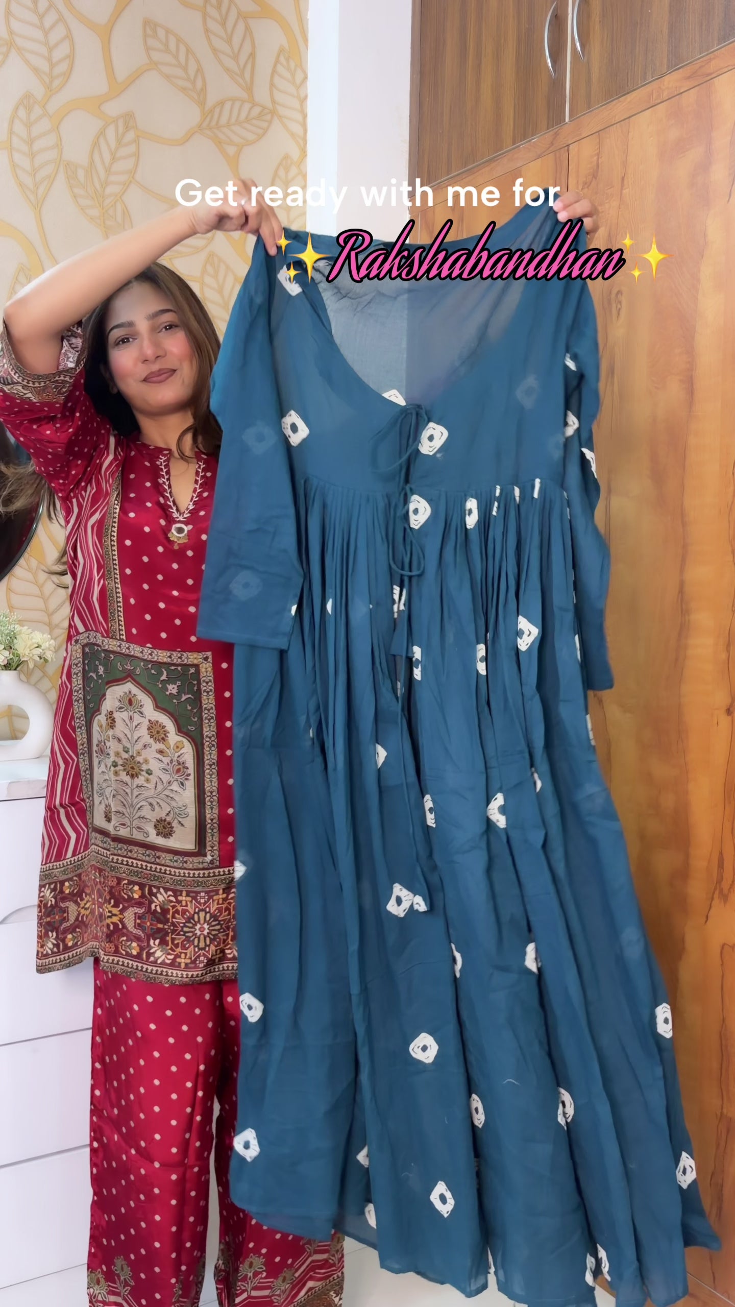 Midnight Blue Floral Printed Anarkali Dress