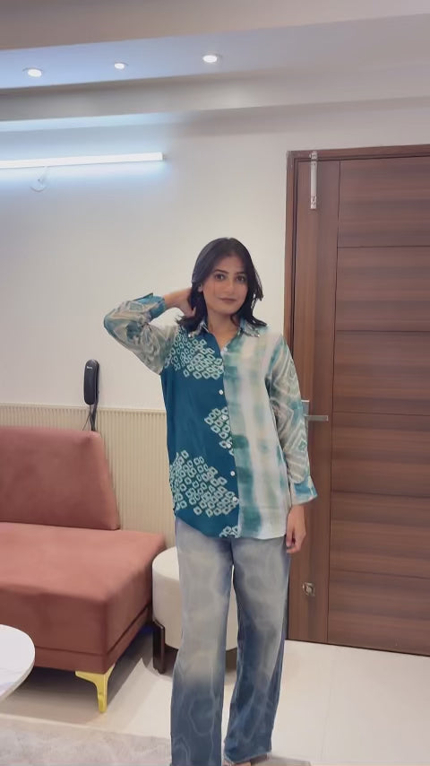 Azure Blue Printed Shirt