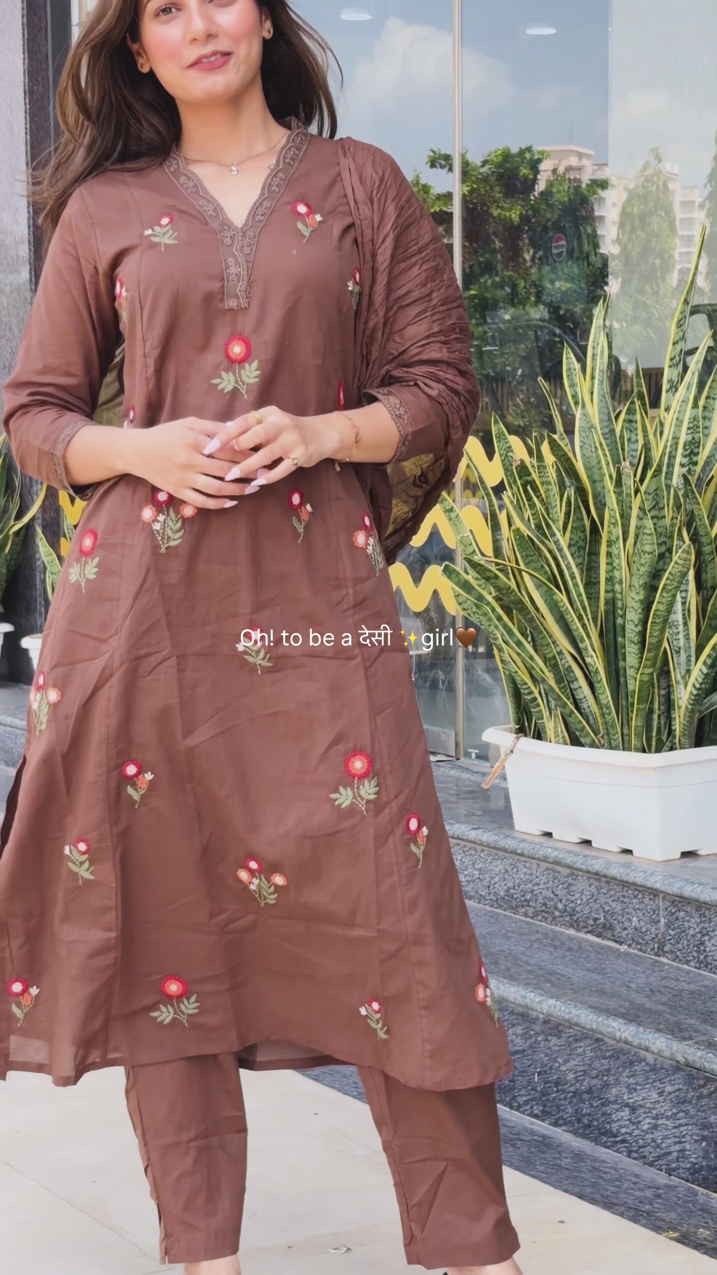 Cocoa Bloom Embroidered Kurta Set
