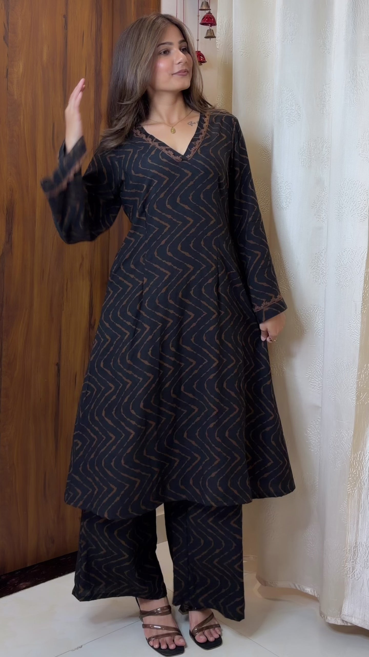 Midnight Wave Printed Kurta Pant Set