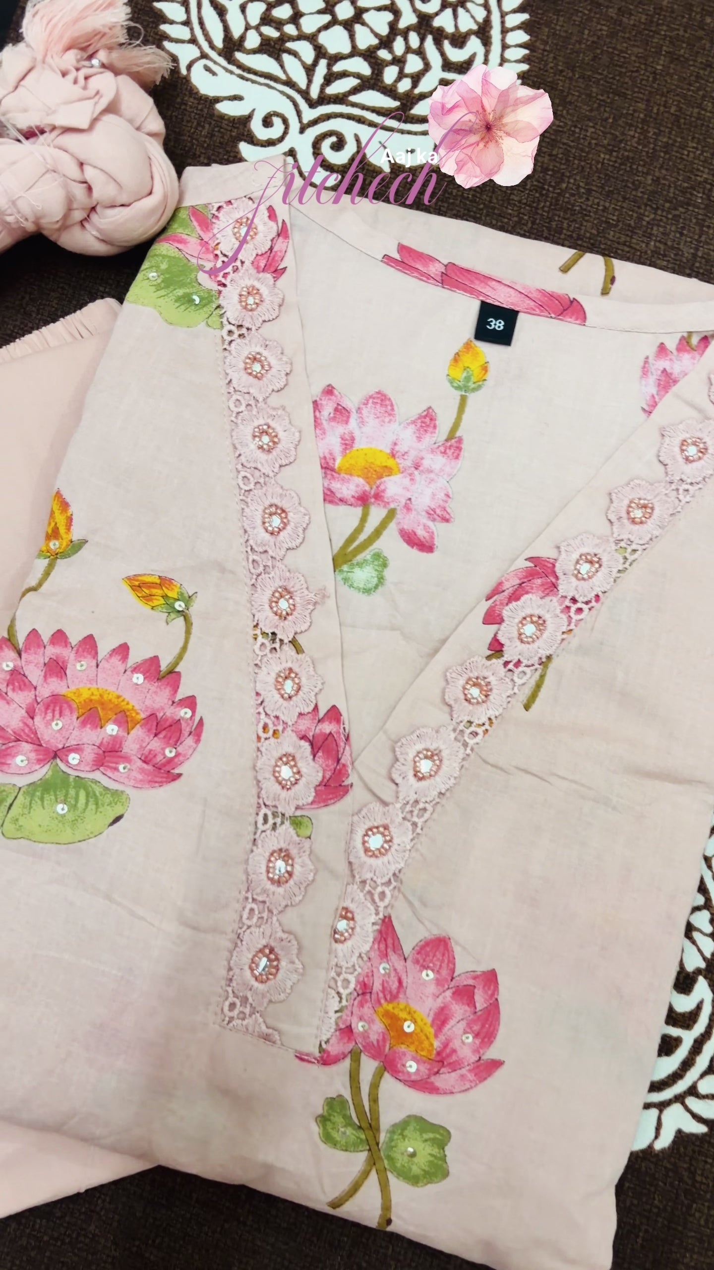 Pink Floral Printed Anarkali Suit Set with Dupatta